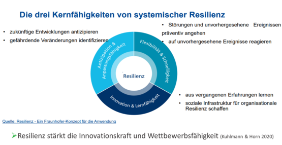 Abbildung 2: Kernfähigkeiten organisationaler bzw. systemischer Resilienz (Quelle: Fraunhofer Konzept für die Anwendung)