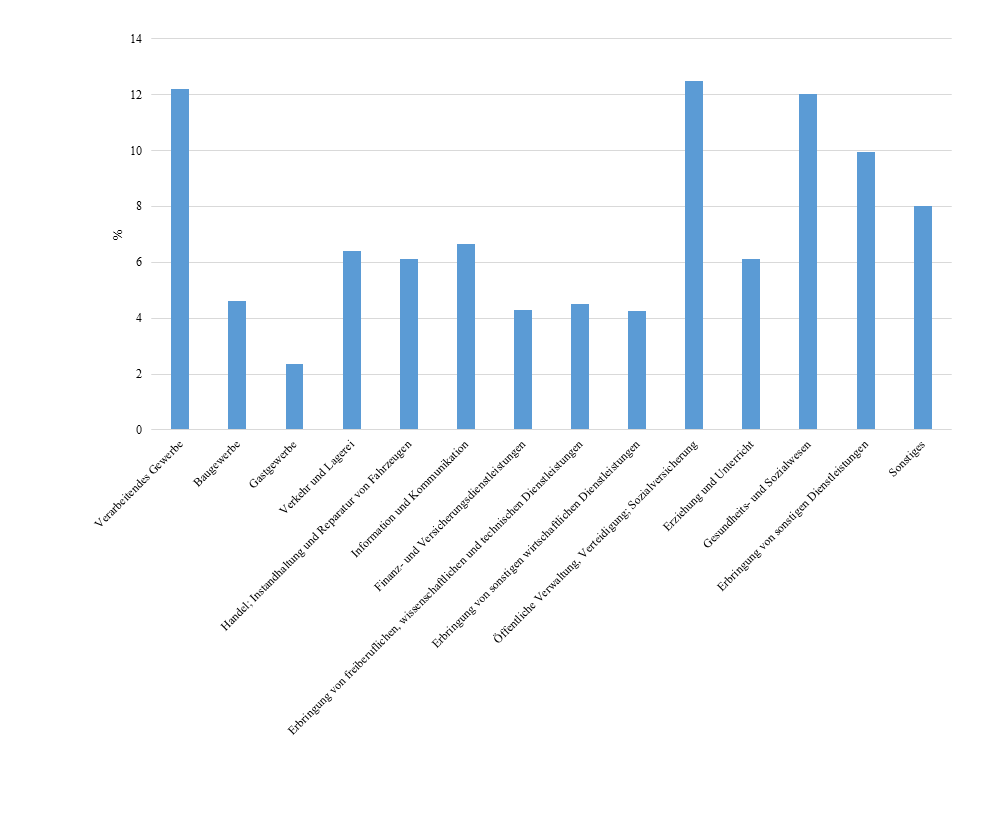 Balkendiagramm zur Visualisierung der Verteilung nach Branche